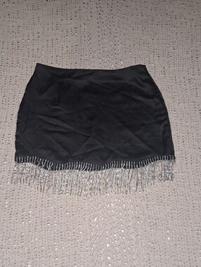 Forever 21 Black Mini Skirt with Silver Sparkly Fringe Detailing